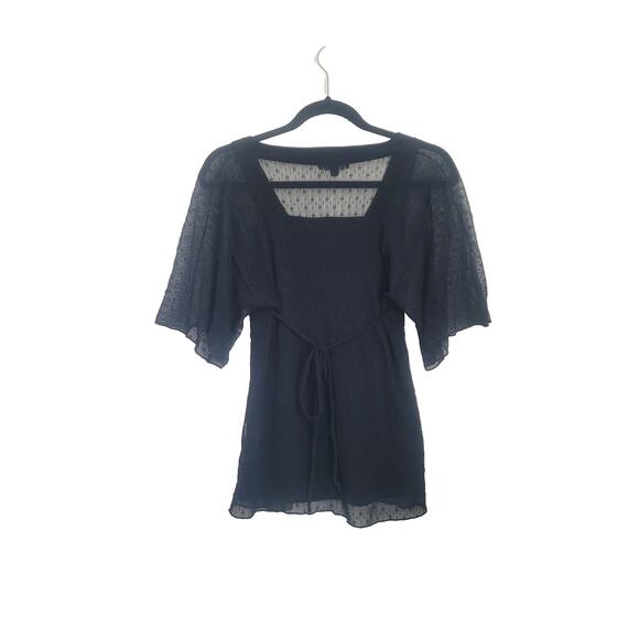 Vintage Y2k Rampage Babydoll Lace Kimono Top Sz M Black Whimsigoth Fairy Flowy - Picture 2 of 10